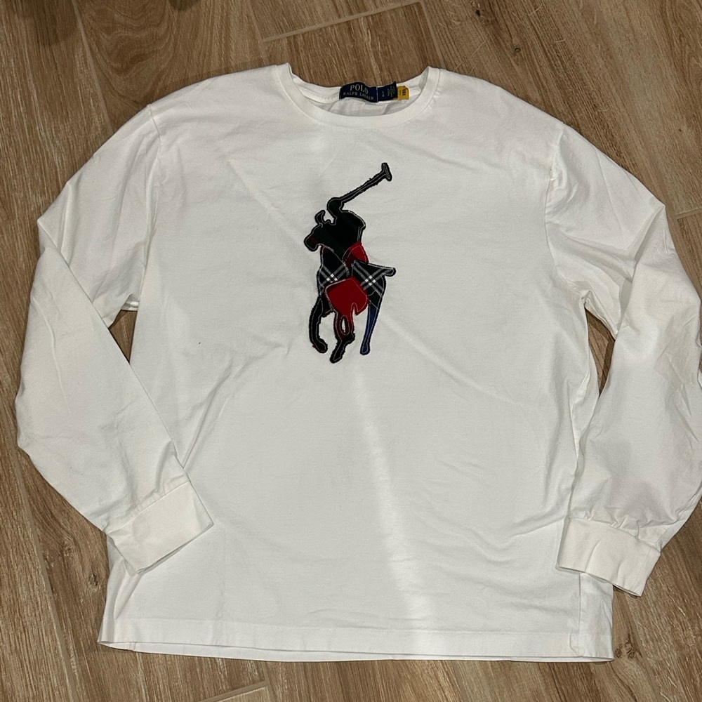 Polo Ralph Lauren Men’s Classic Fit Plaid Patchwork Pony T-Shirt White Sz L - Picture 5 of 6